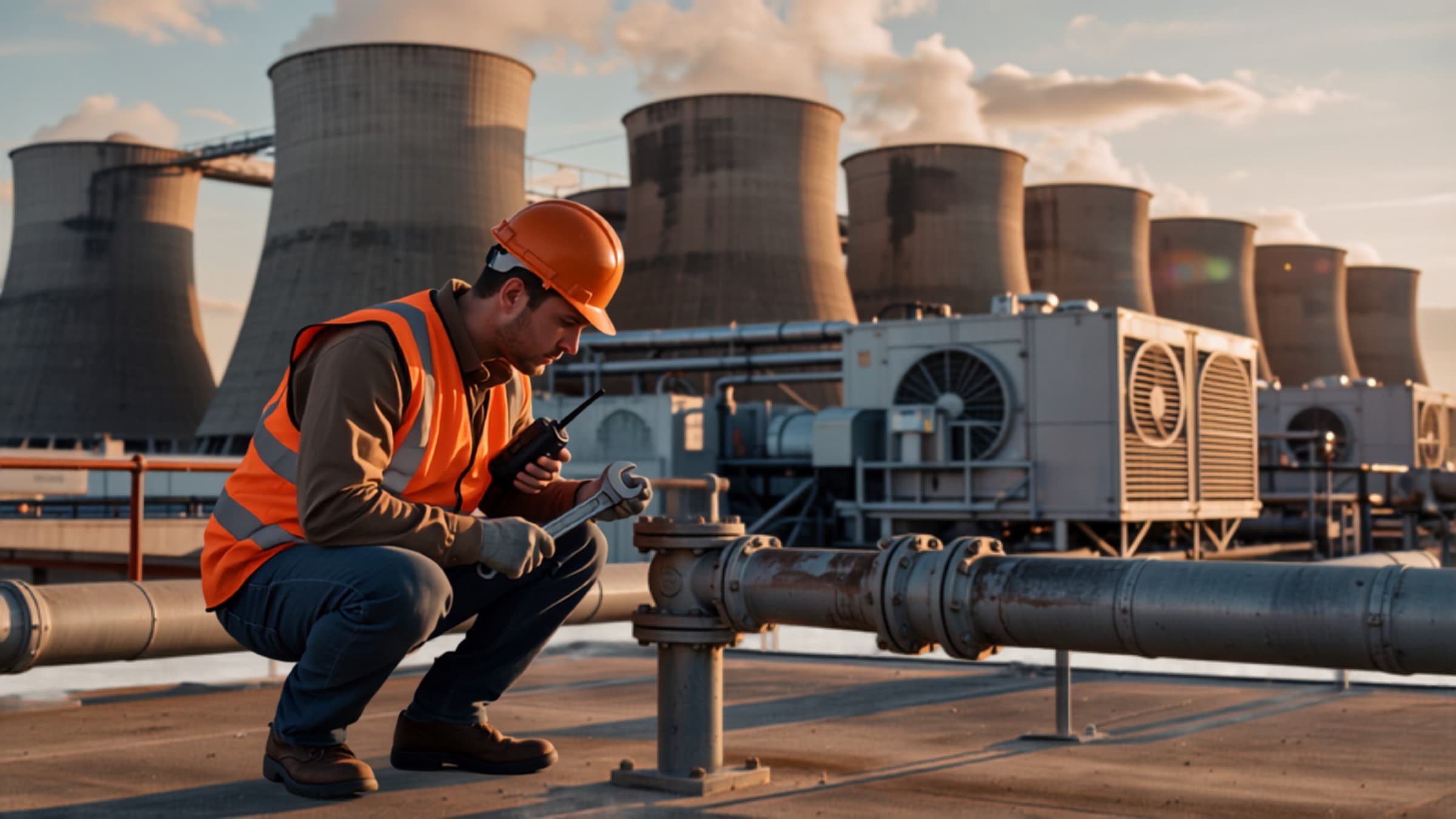 Foto técnica de infraestrutura HVAC em ambiente industrial
